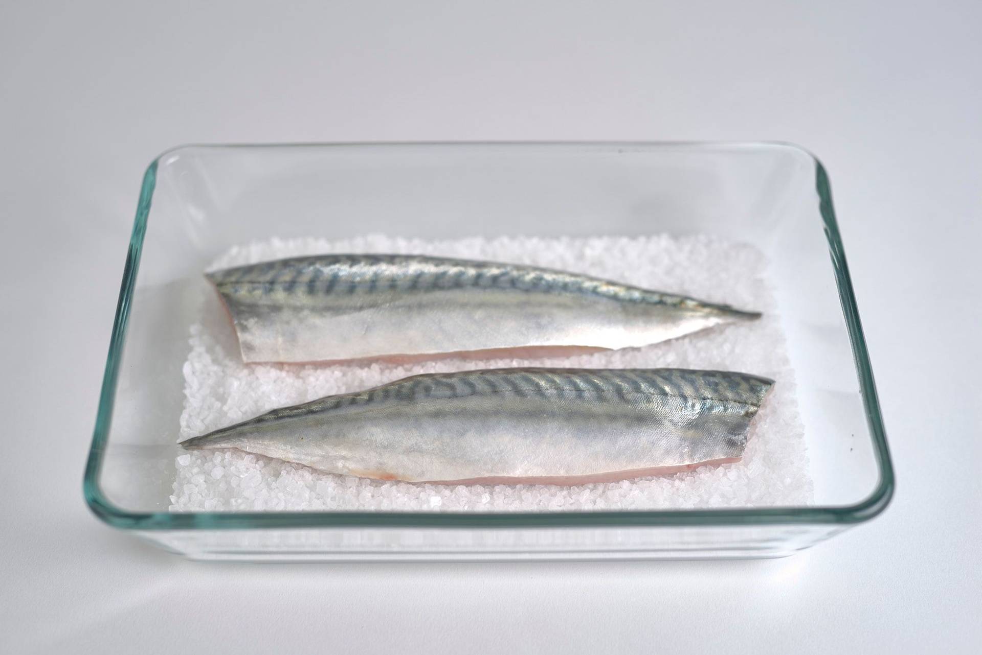 cured mackerel with white background
