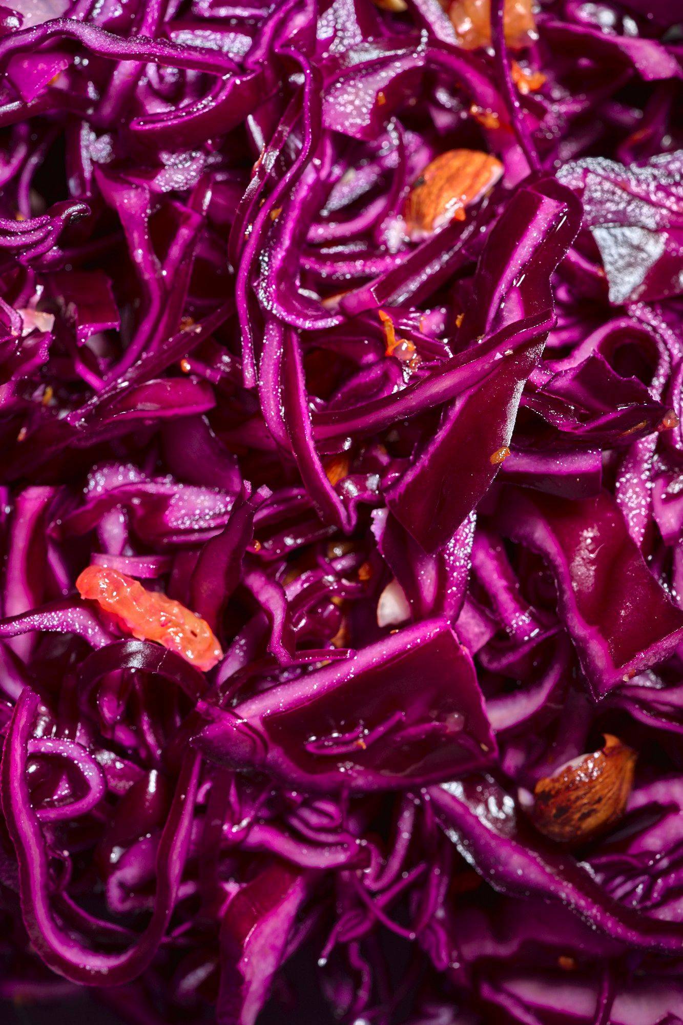 raw marinated red cabbage-tangerine salad