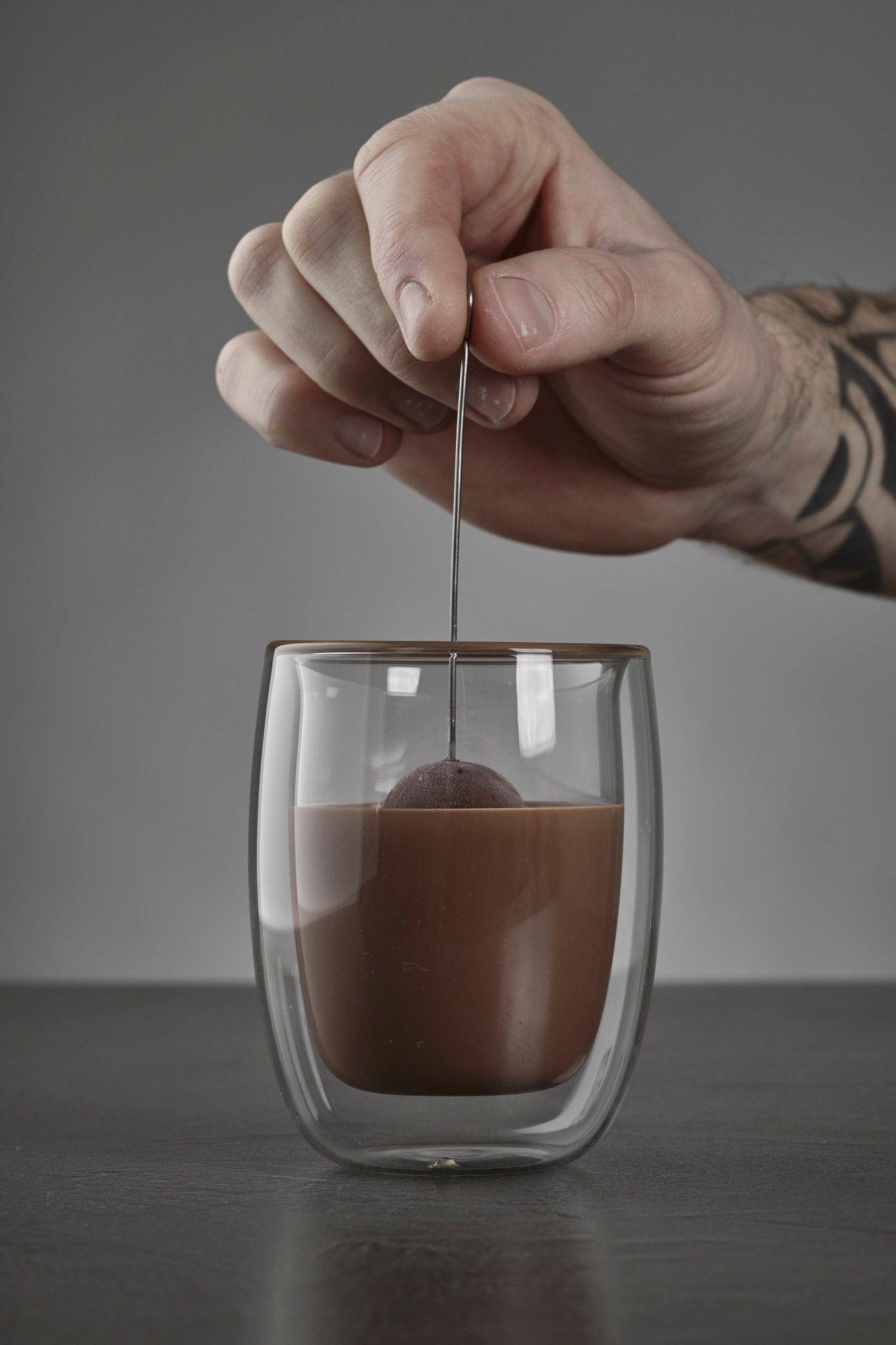 dipping chocolate & rye truffle pralines with gray sapienstone top