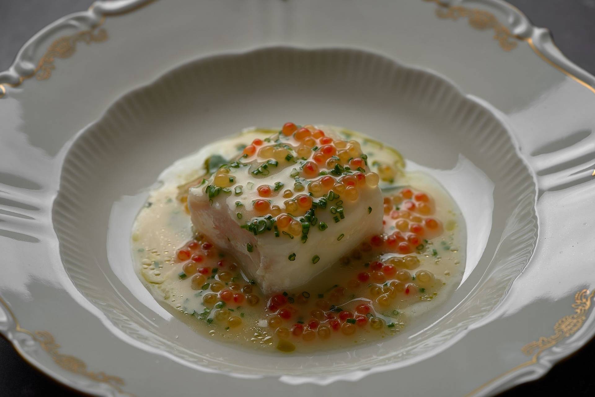 halibut-vin-jaune-beurre-blanc-thai-basil-and-caviar-at-le-duc-salon halibut vin jaune beurre blanc thai basil and caviar at le duc salon