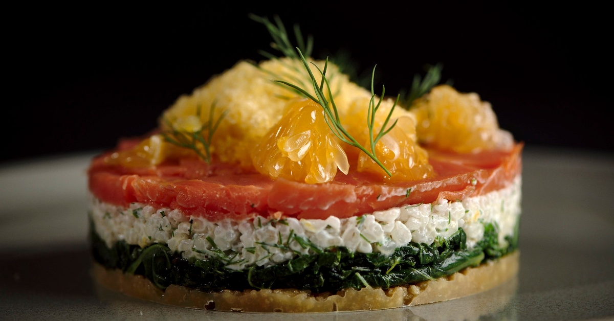 Cured Salmon Tart with Tangerine Granita | Eatery Berlin