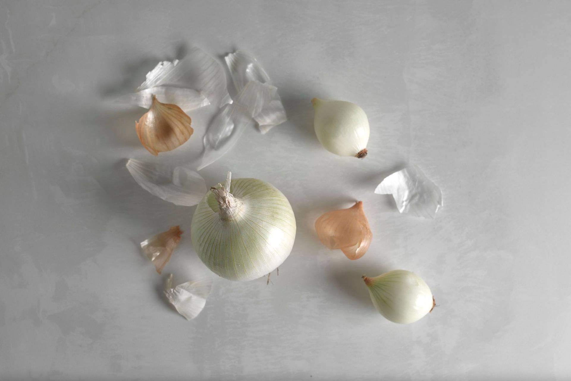 white onions on a white stone table