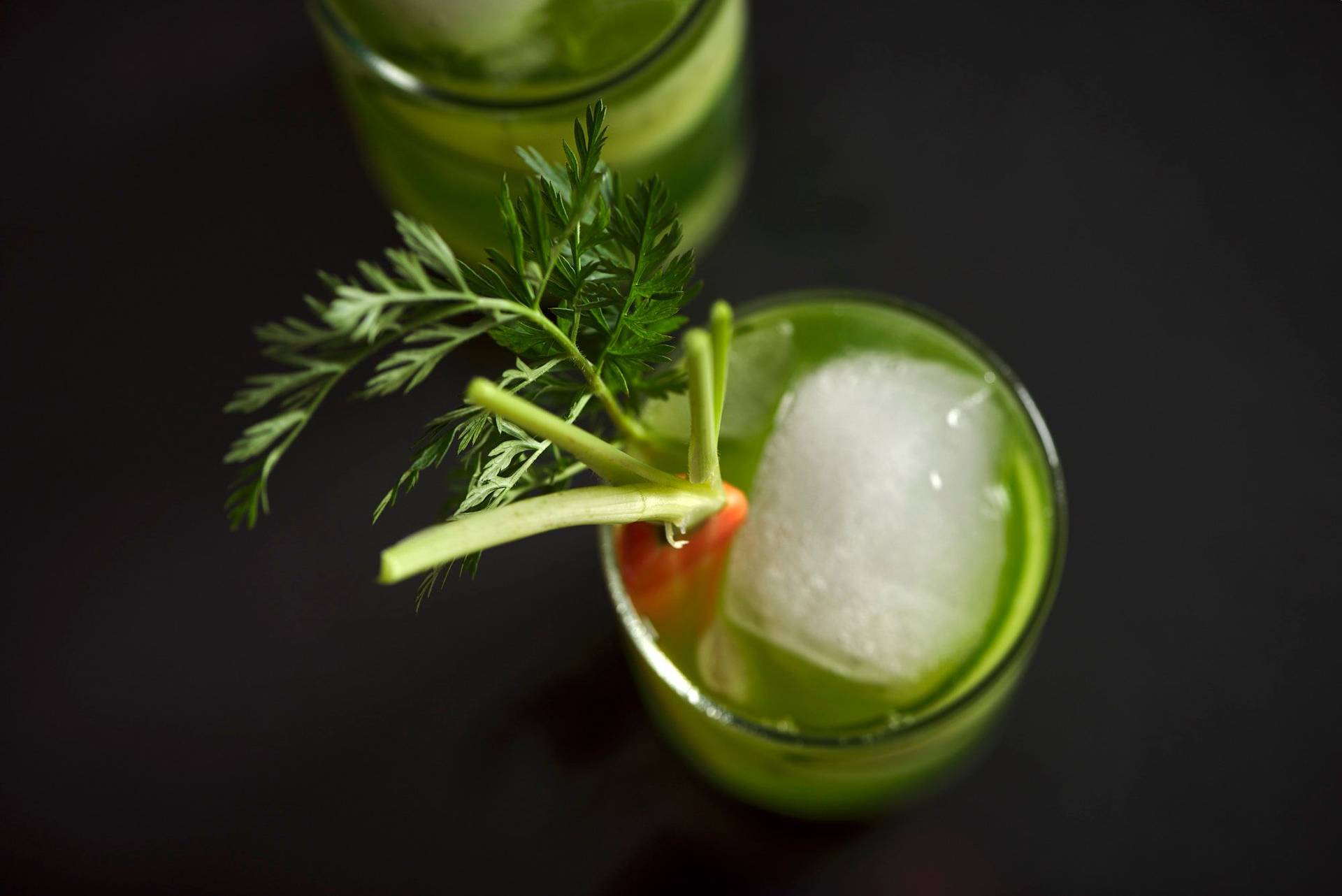 the green rabbit easter mocktail on black background