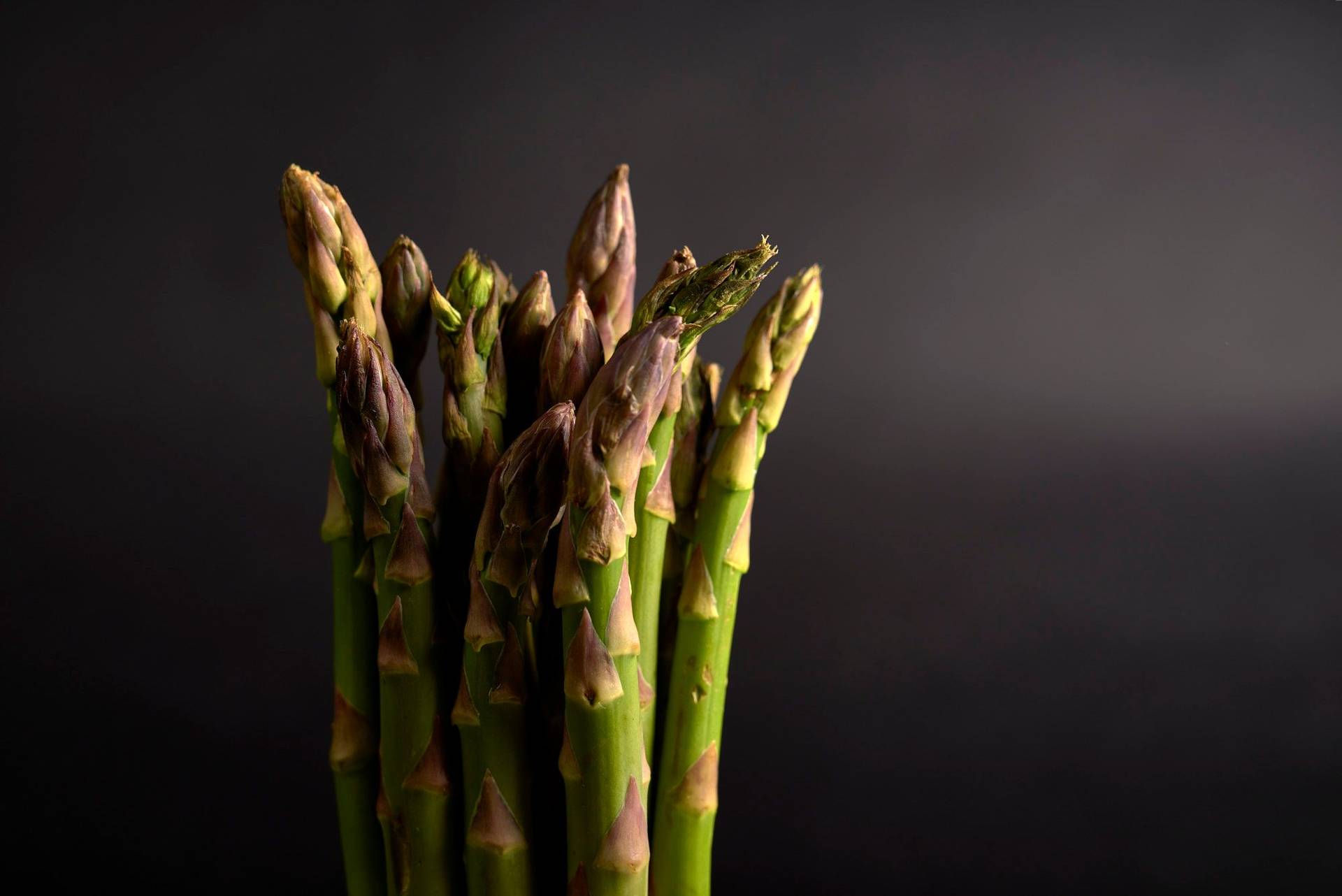 green asparagus with black background
