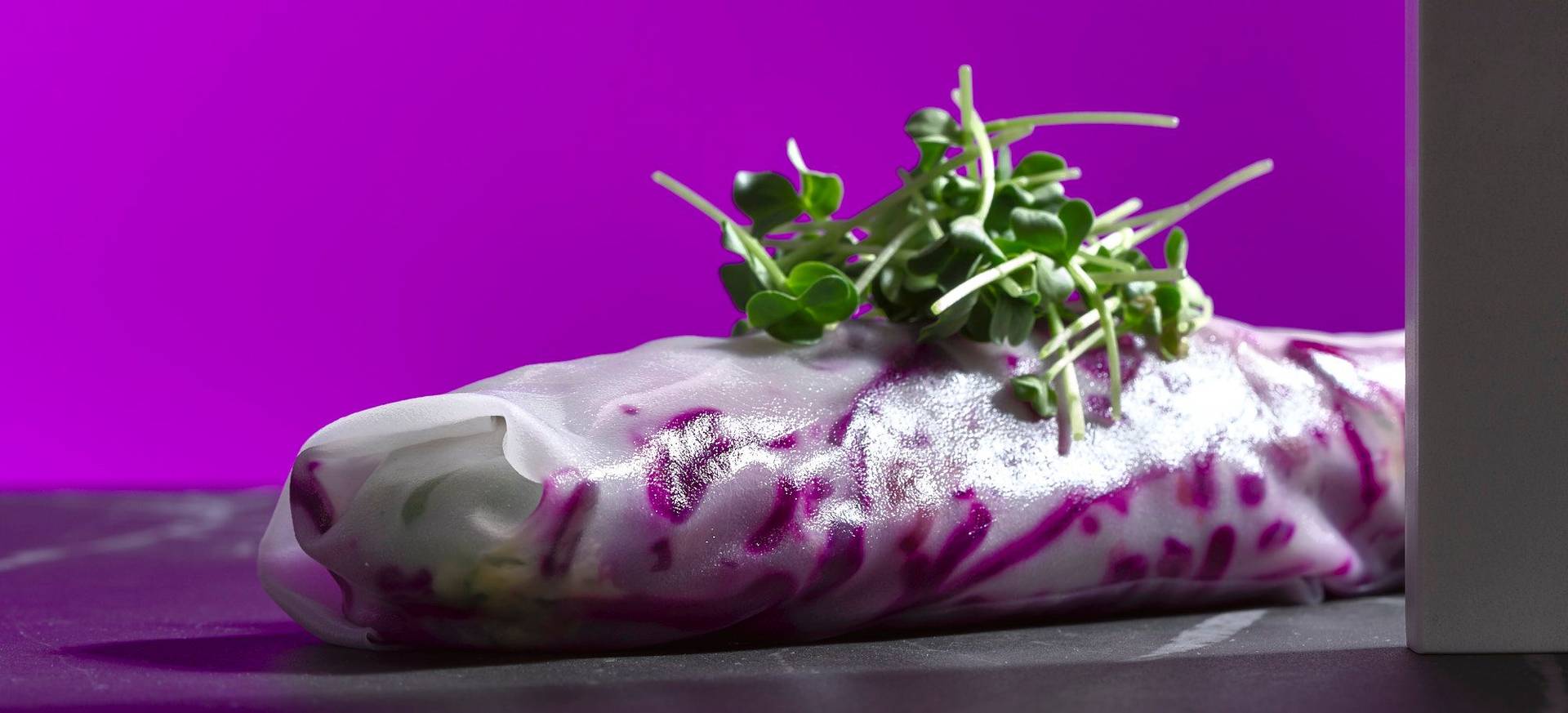 Weihnachtliche Sommerrollen mit Rotkohl–Mandarinen Salat & Geflügelleber