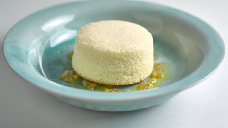 Cheesecake Soufflé with Passion Fruit & Linseed Oil