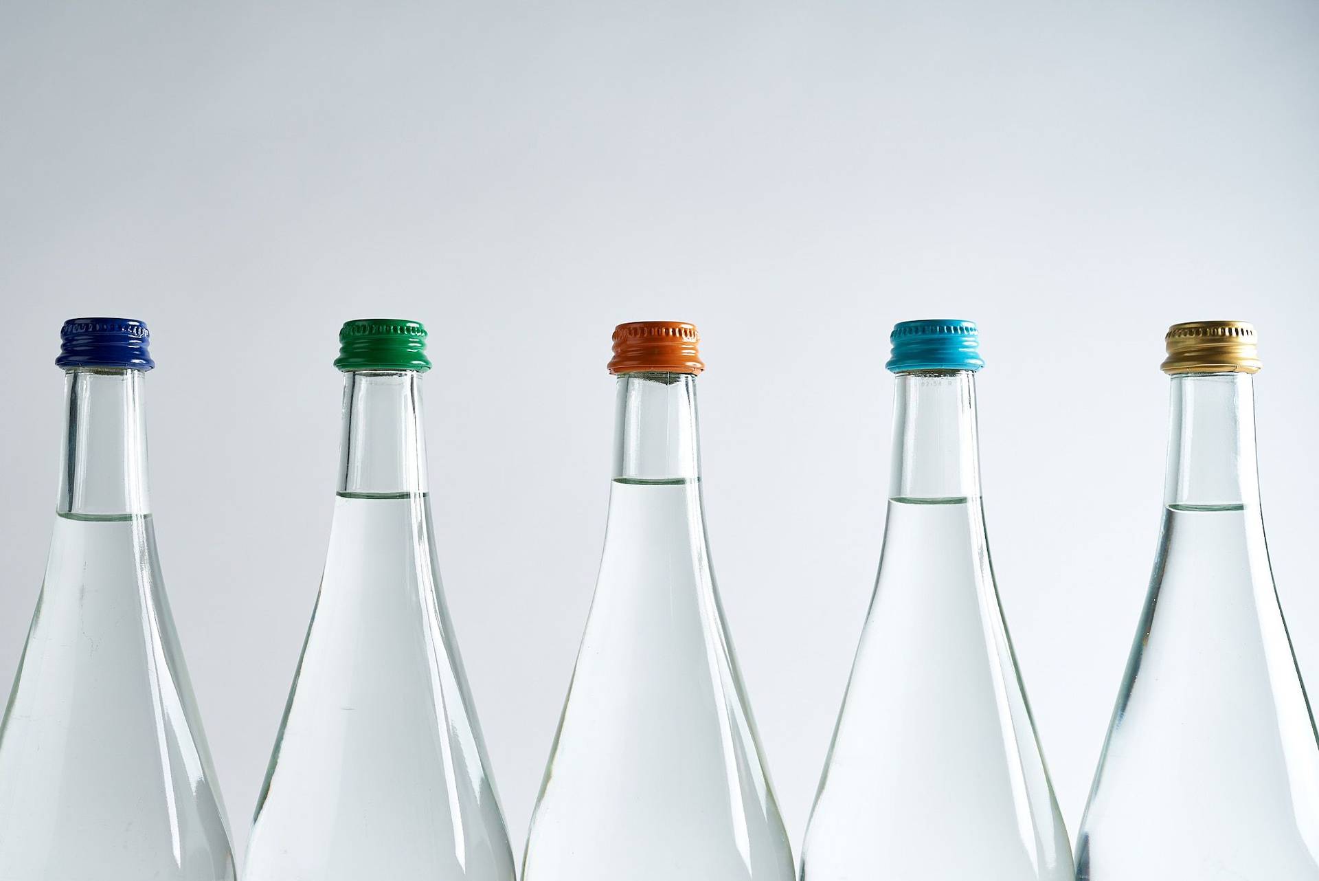 mineral water bottles on white background