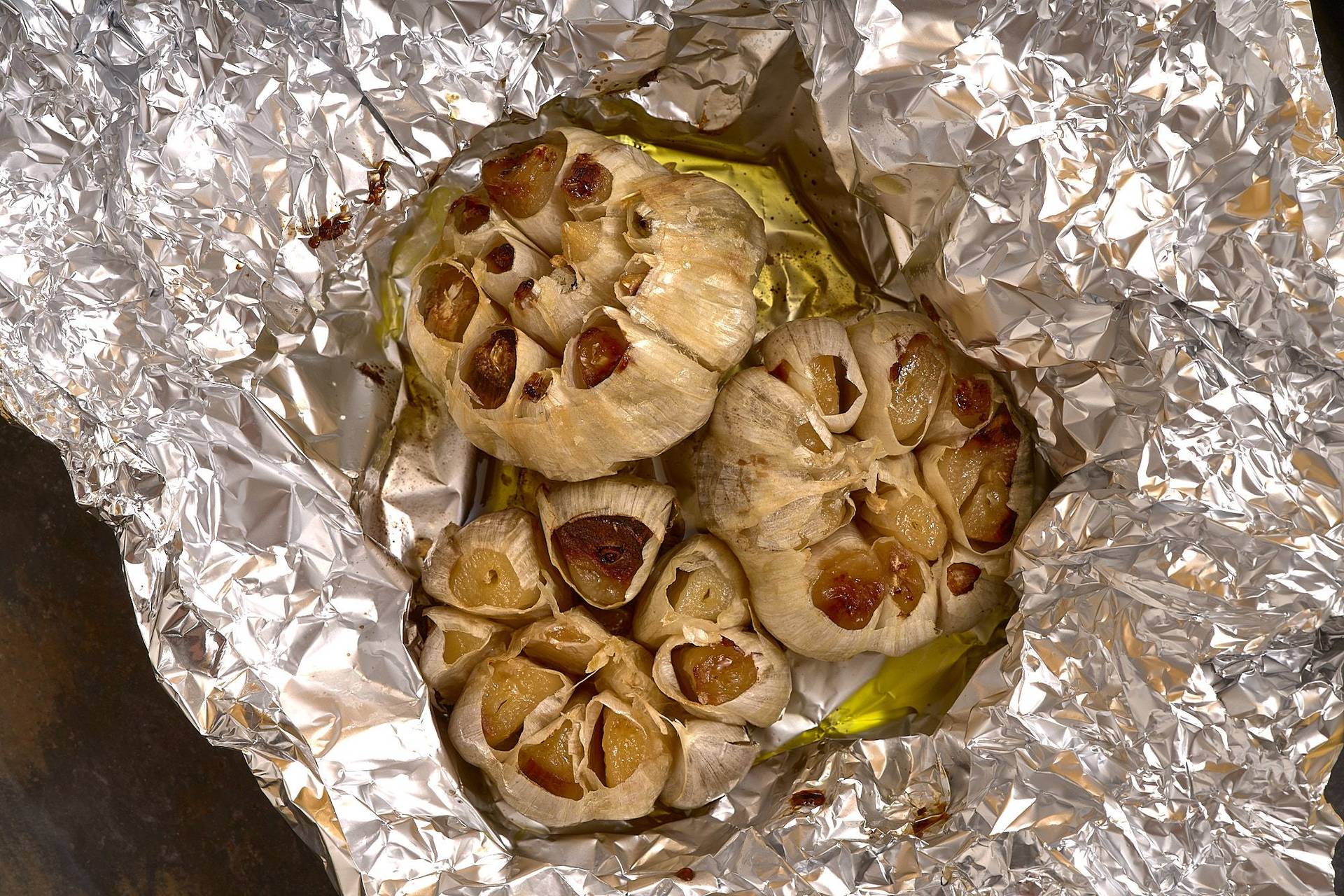 roasted garlic in aluminum foil