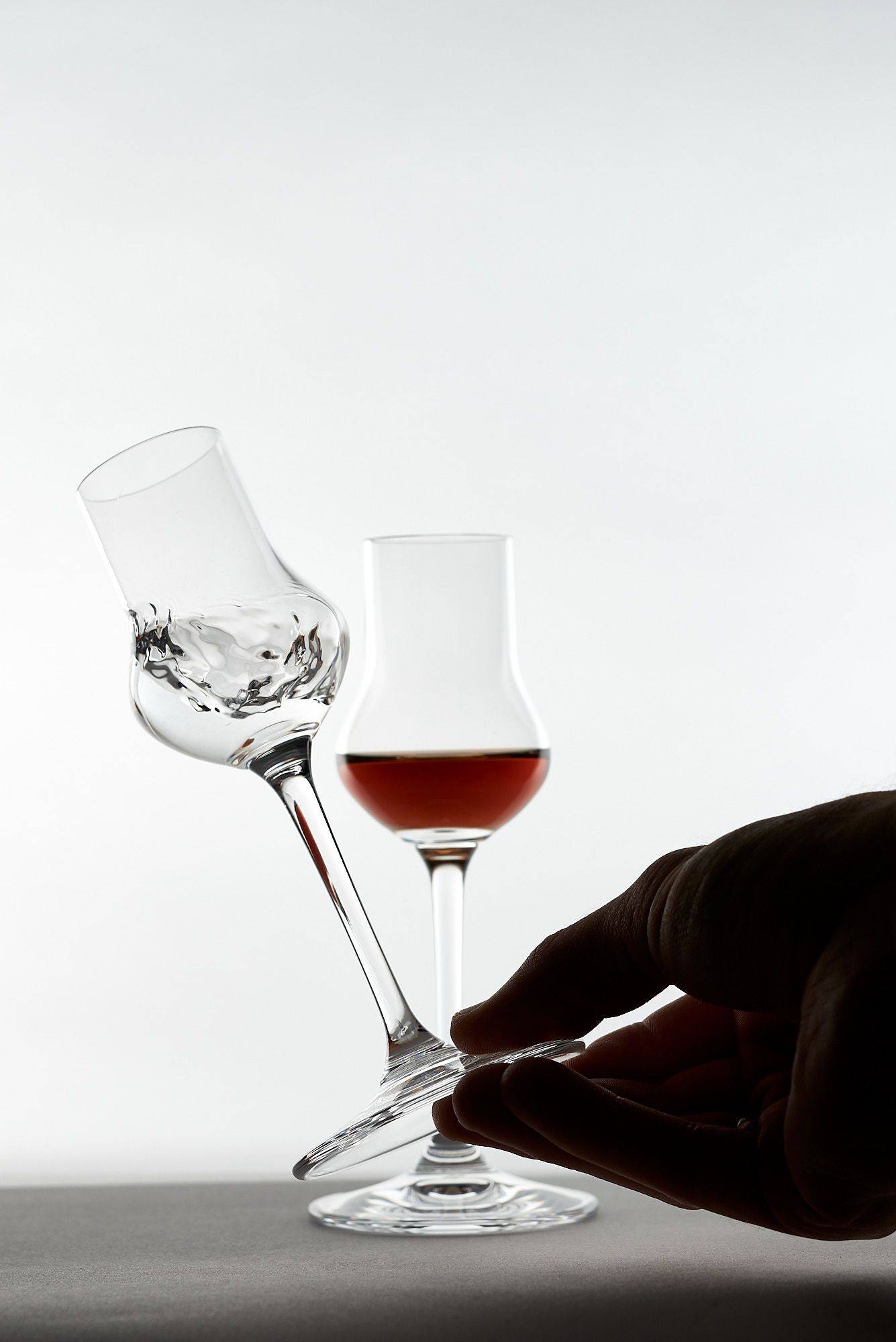 riedel veritas spirits and nosing glass on white background