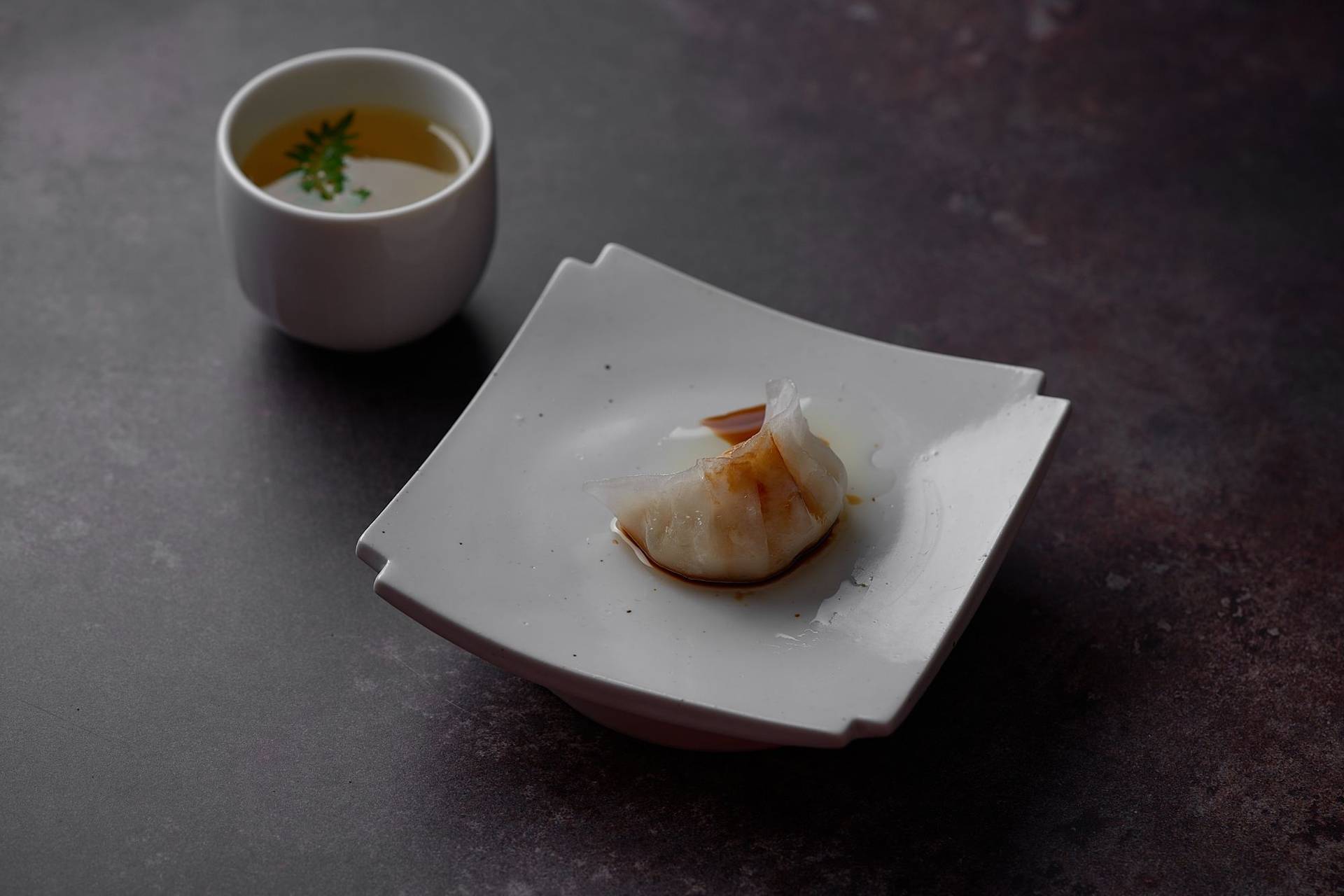 halibut dumpling and dashi