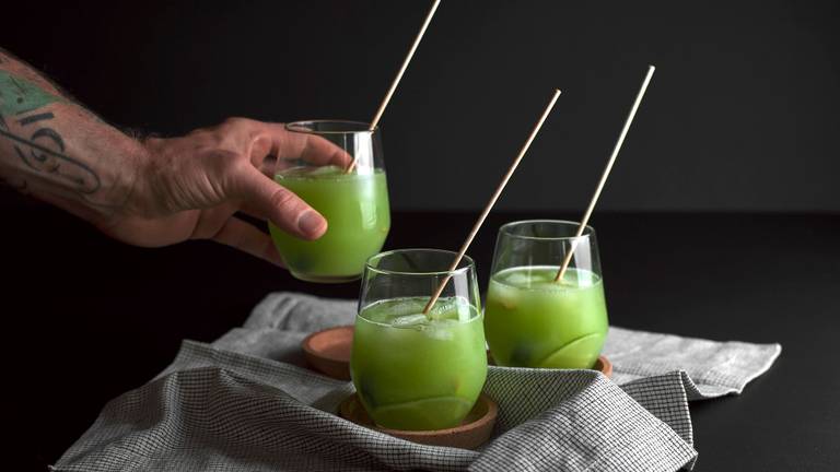 Cucumber Lemonade with Ginger & Basil 