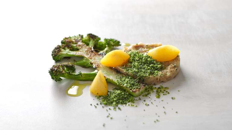 Vegan Migas with Roasted Broccoli & Plum Pickles