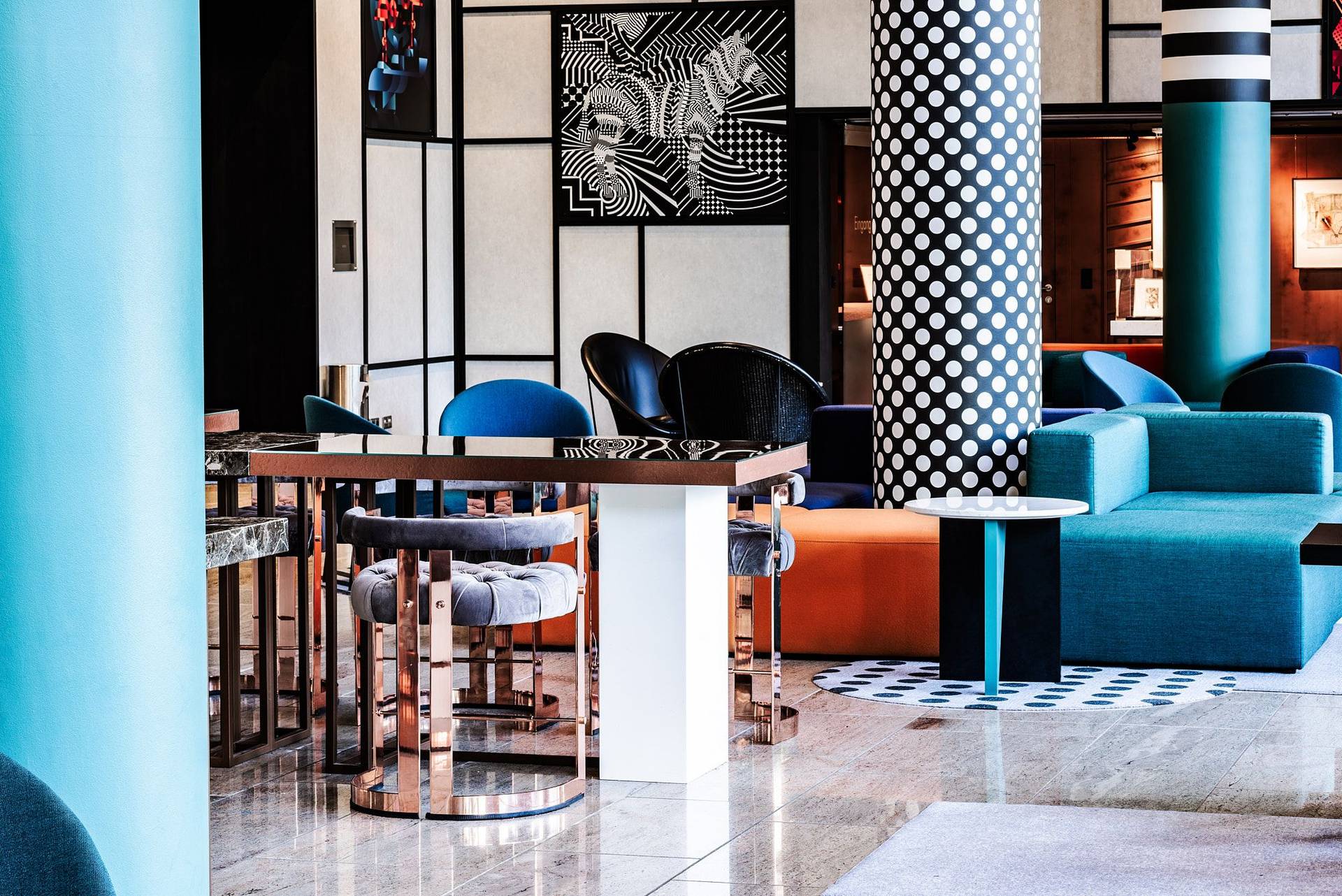 hotel lobby interior photography of eatery berlin by ben donath