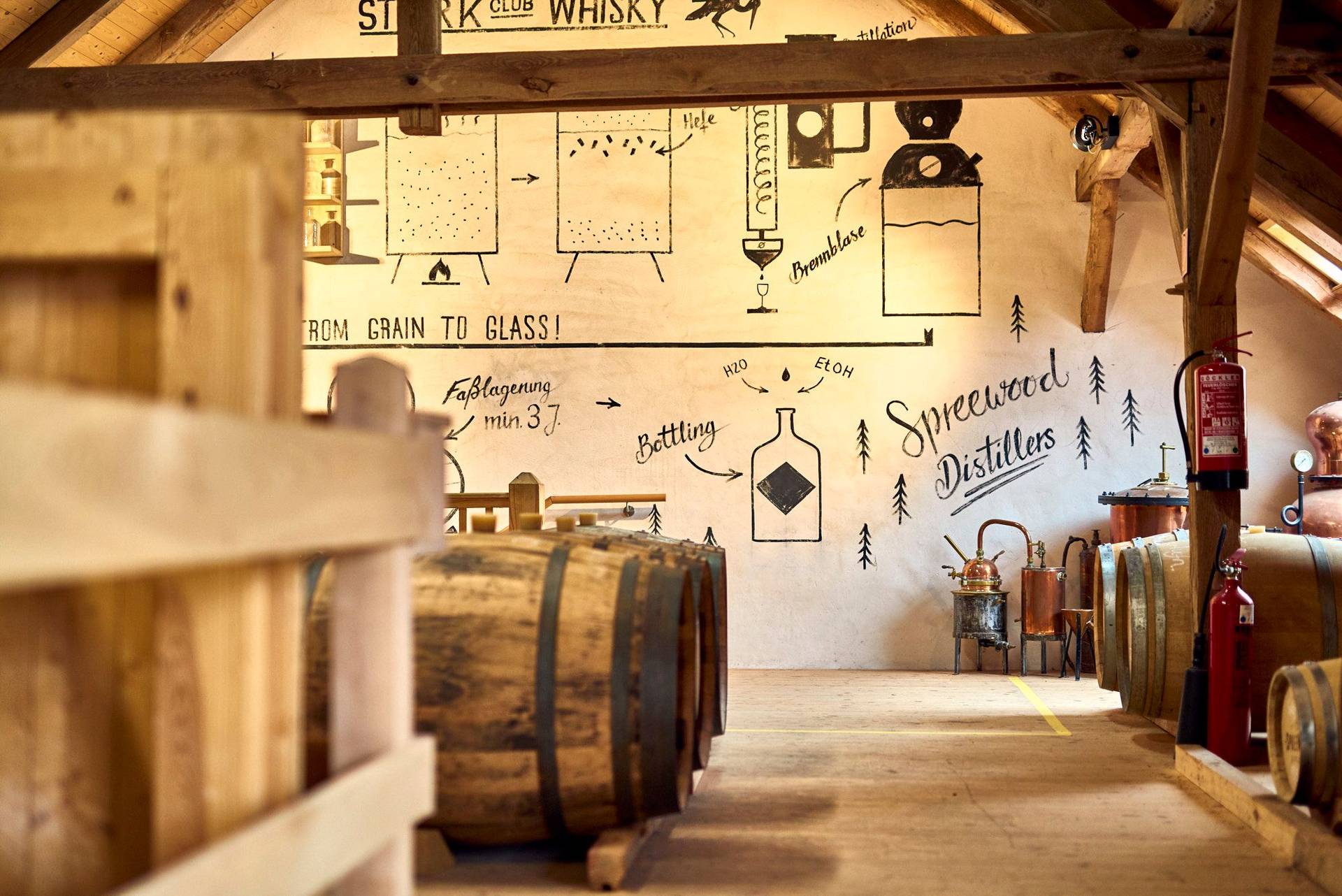 whisky reifung bei den spreewood distillers von stork club in schlepzig