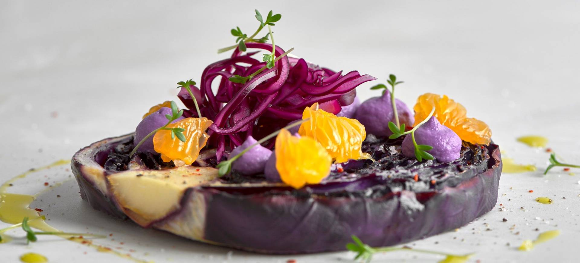 Vegan Red Cabbage Steak with Cashew Cream & Tangerines