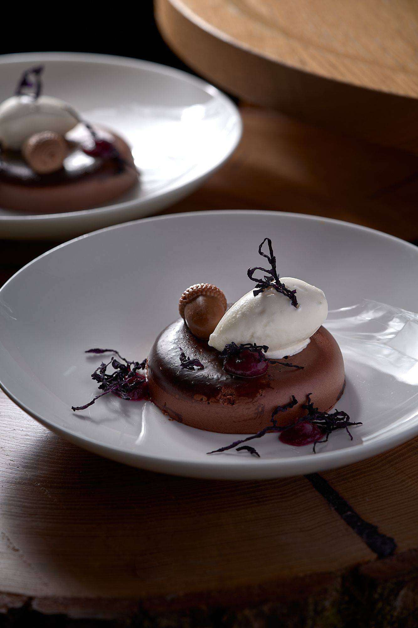 chocolate dessert with red cabbage by pastry chef udo walter