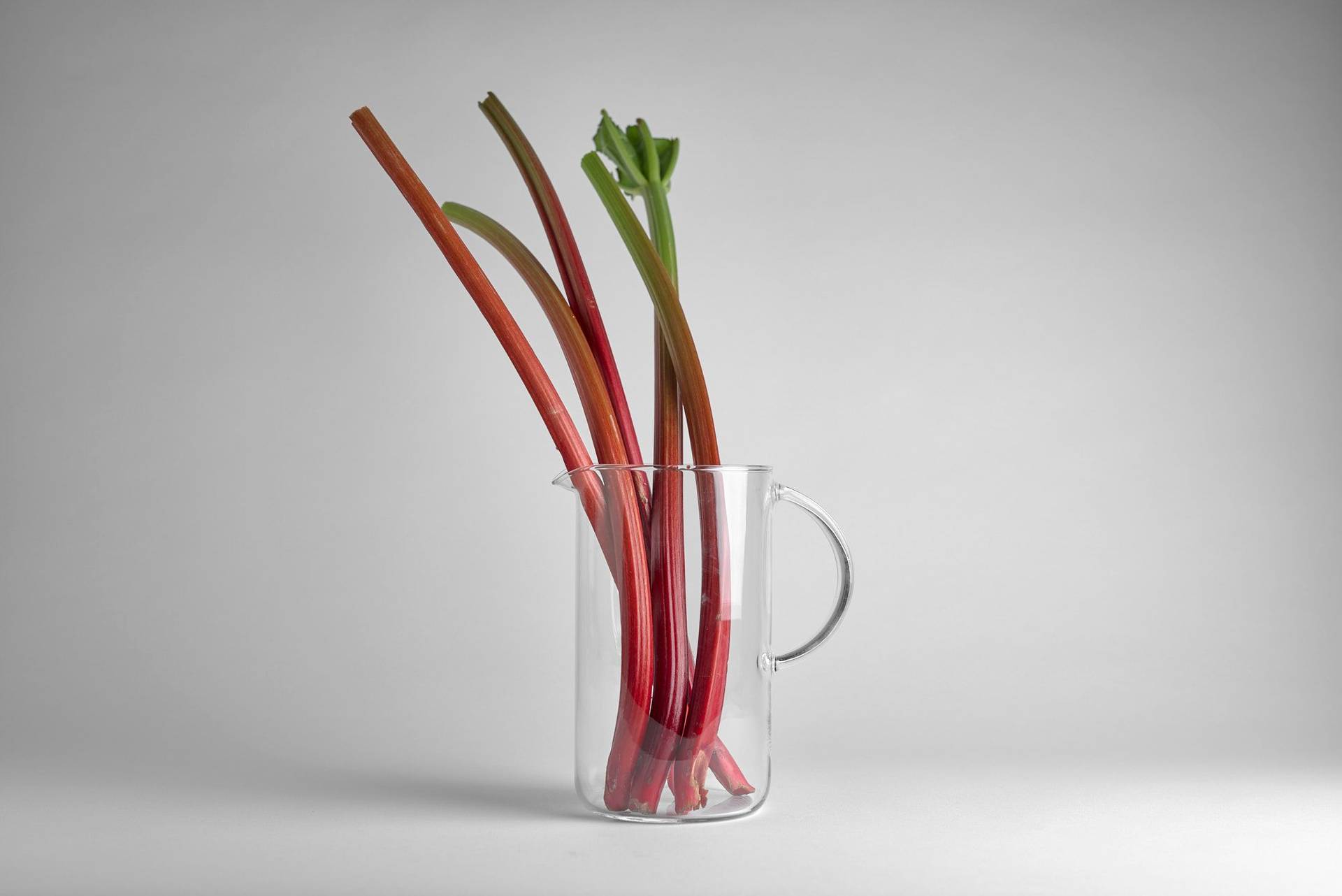 rhubarb in a jar with white background