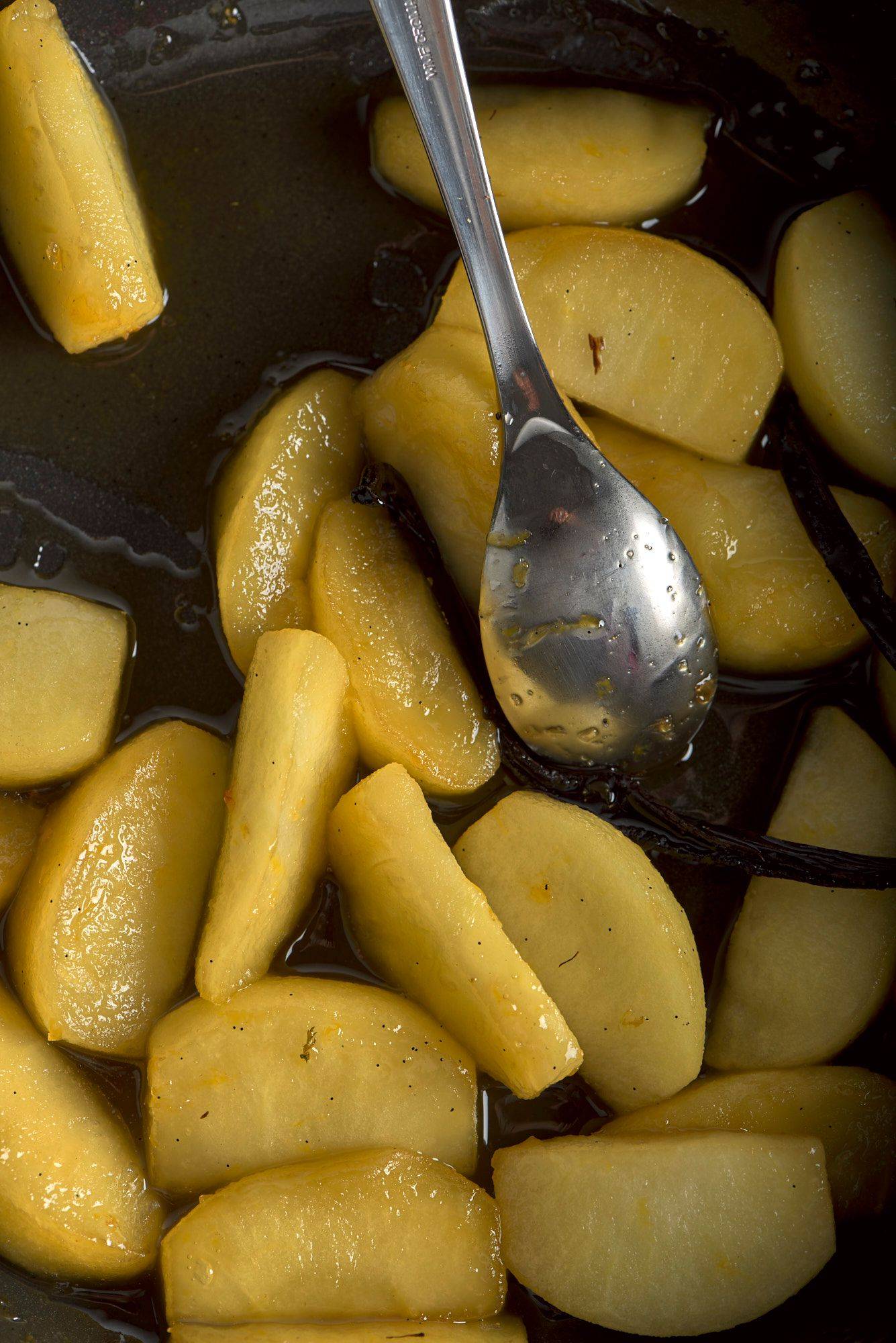 caramelized apples in a pan