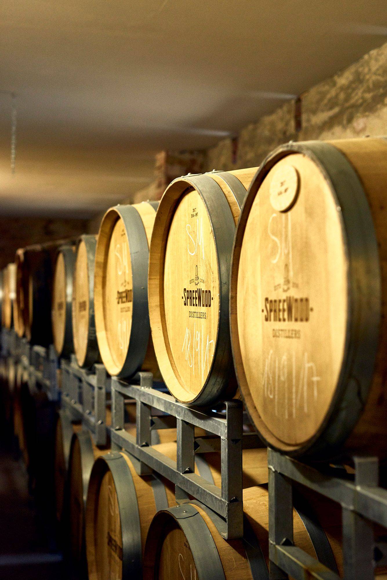 whiskey maturing at the spreewood distillers of stork club in schlepzig in schlepzig