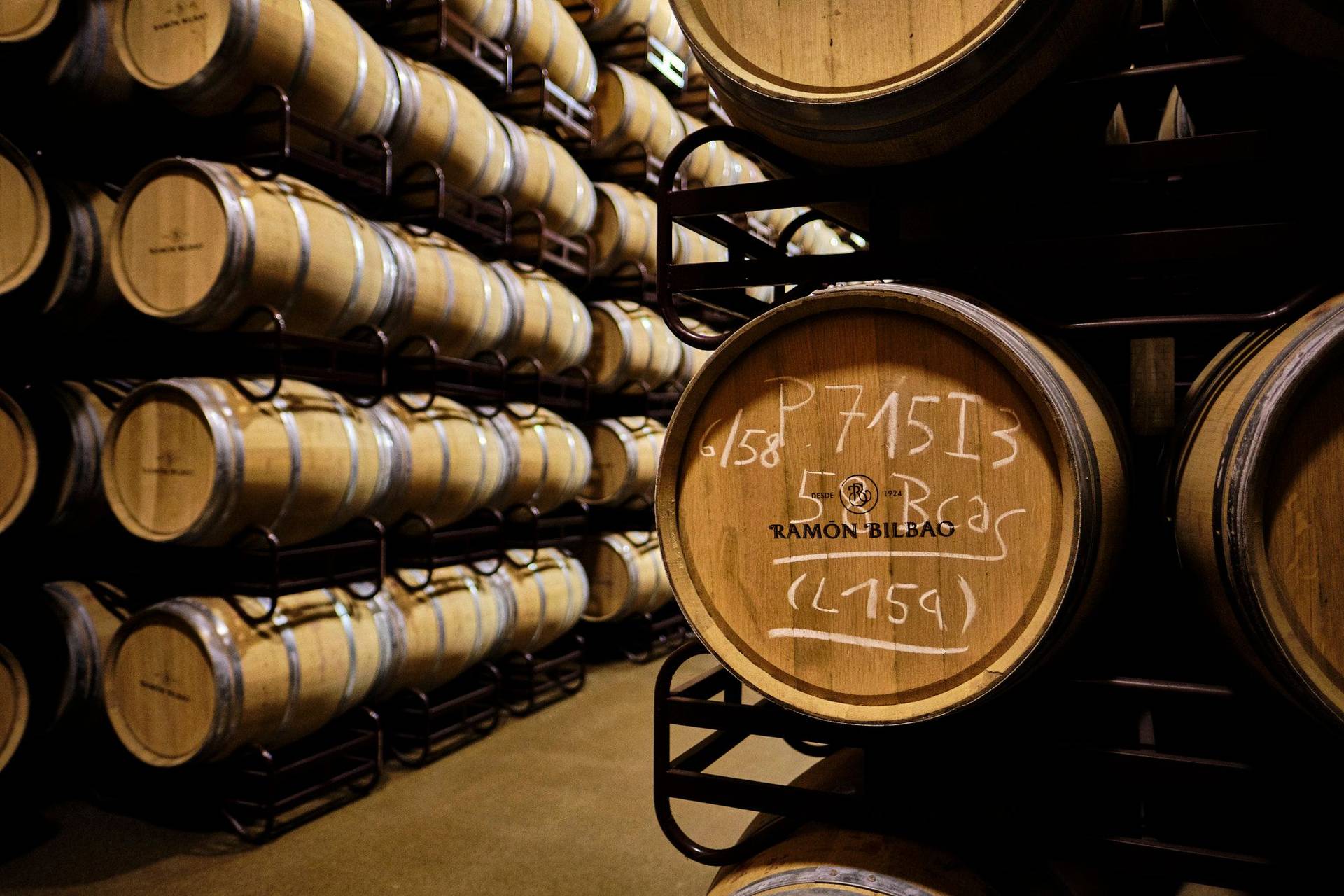 the wine cellar of the bodega ramon bilbao in rioja alta