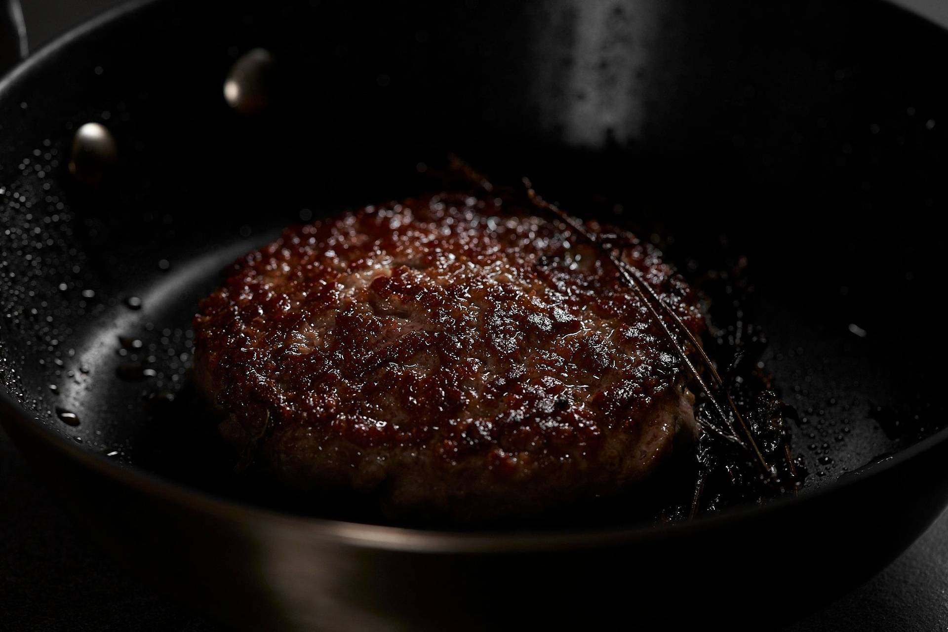 grilled goose burger in a pan