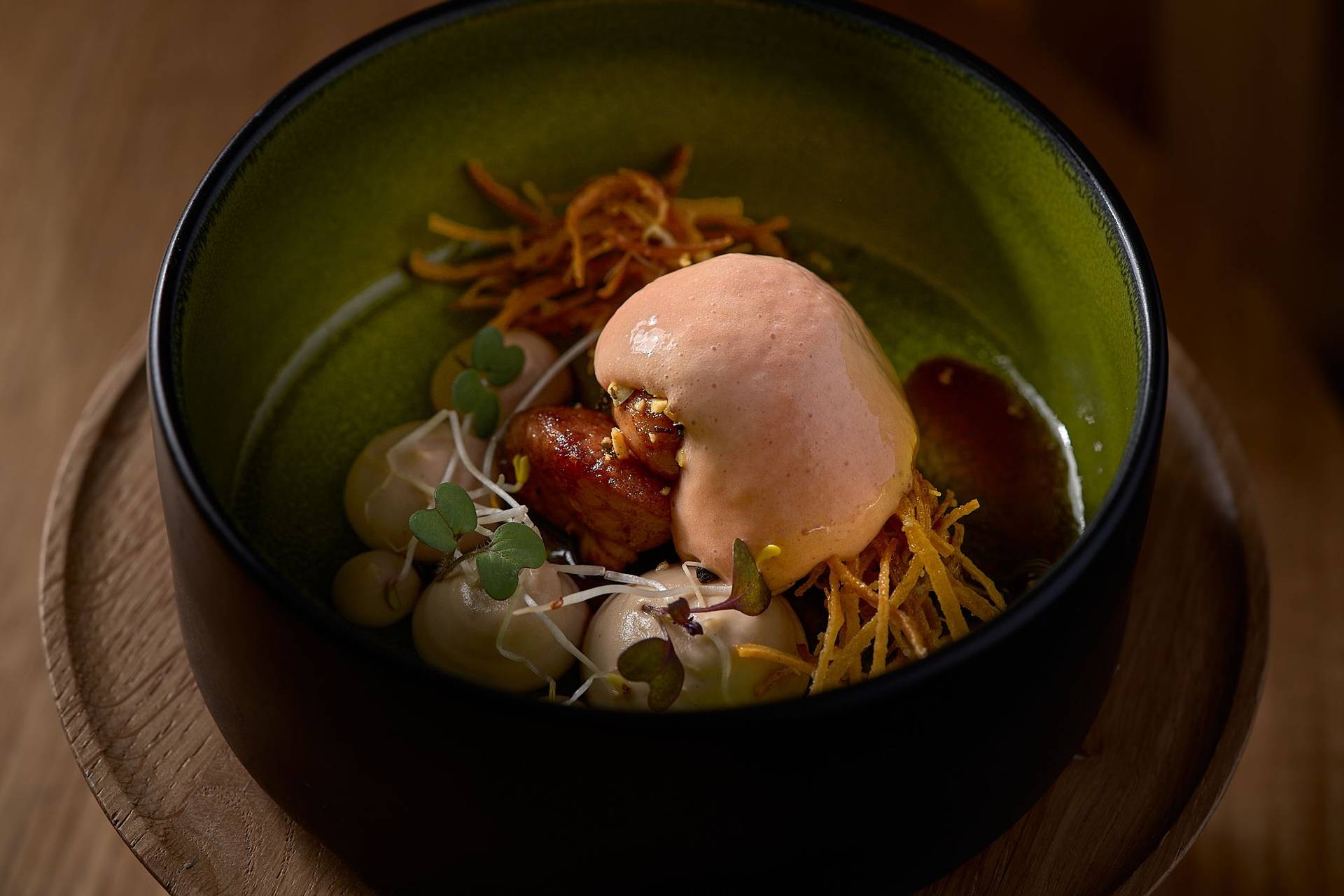 sweetbread, celery-truffle, carrot and tomami sauce chef nenad zivcovic