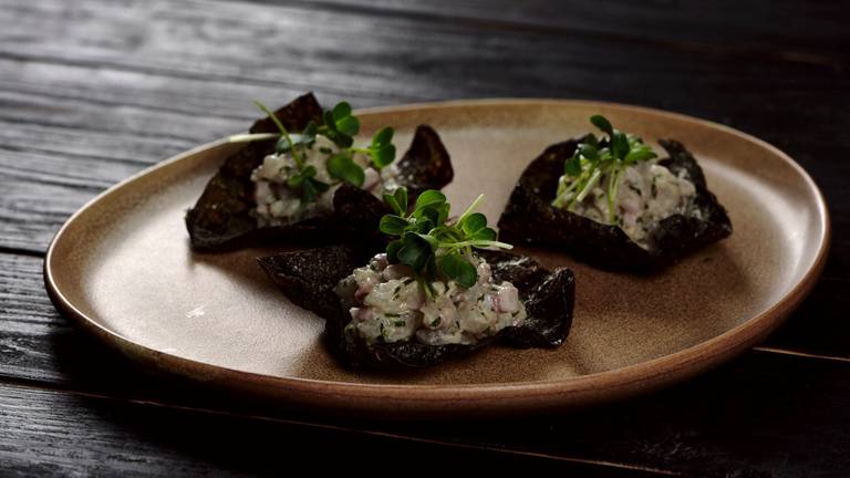 Sea Bass Tartare with Nori Cracker