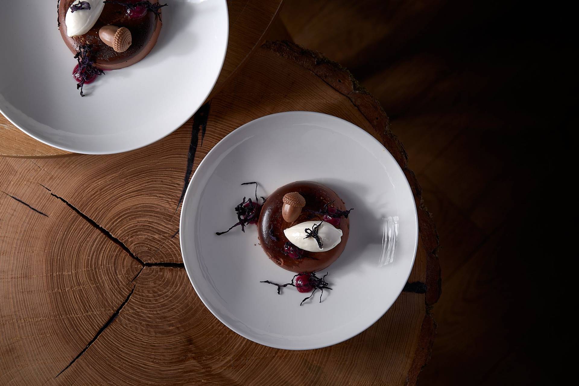 chocolate dessert with red cabbage by pastry chef udo walter