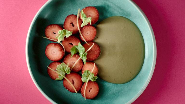 Vegan Strawberry Dessert with Lettuce & Sunflower Seeds