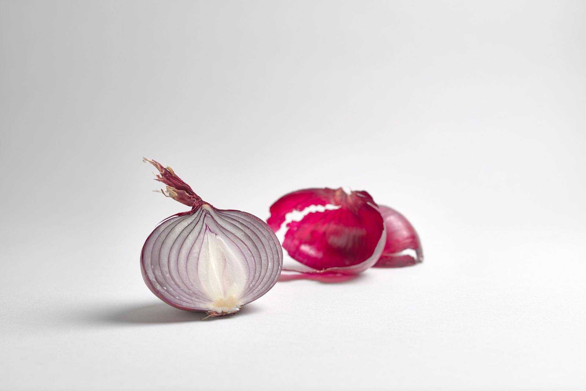 red onion with white background